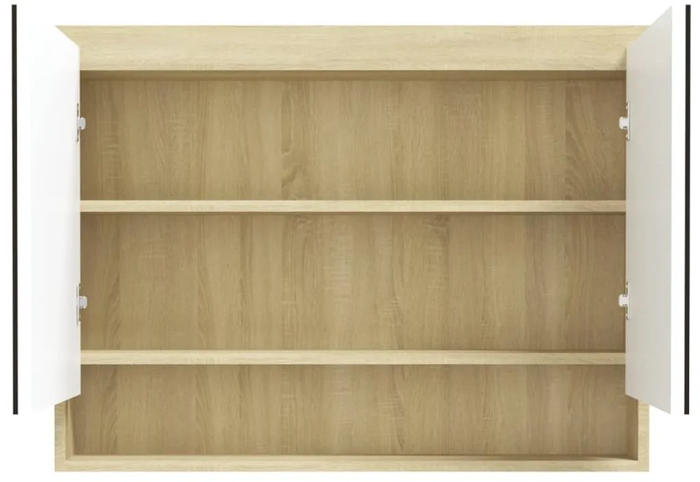 Armário espelhado p/ casa banho 80x15x60 cm MDF branco/carvalho