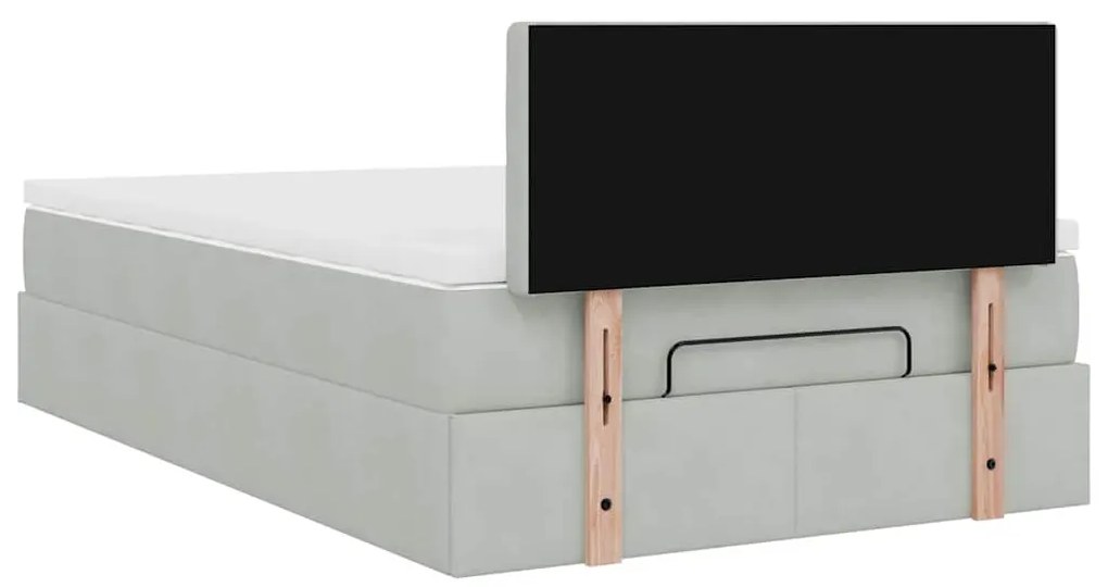 Cama otomana com colchão cinza claro 120x190 cm Veludo