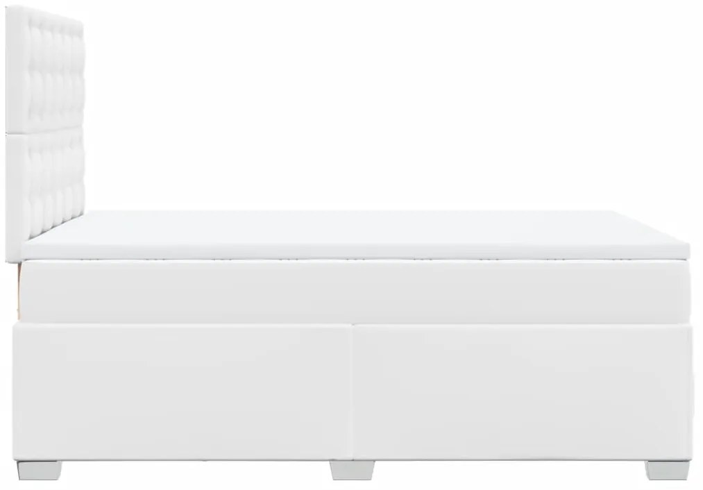 Cama com molas/colchão 120x200 cm couro artificial branco