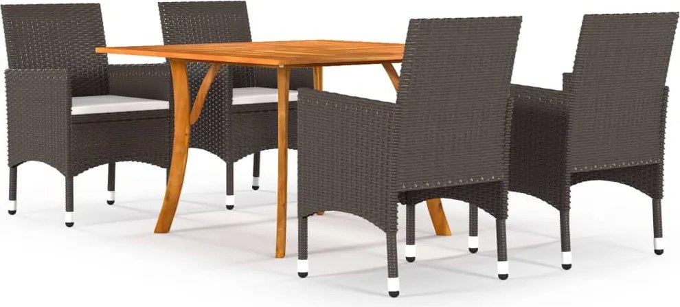 vidaXL 5 pcs conjunto de jantar para jardim castanho