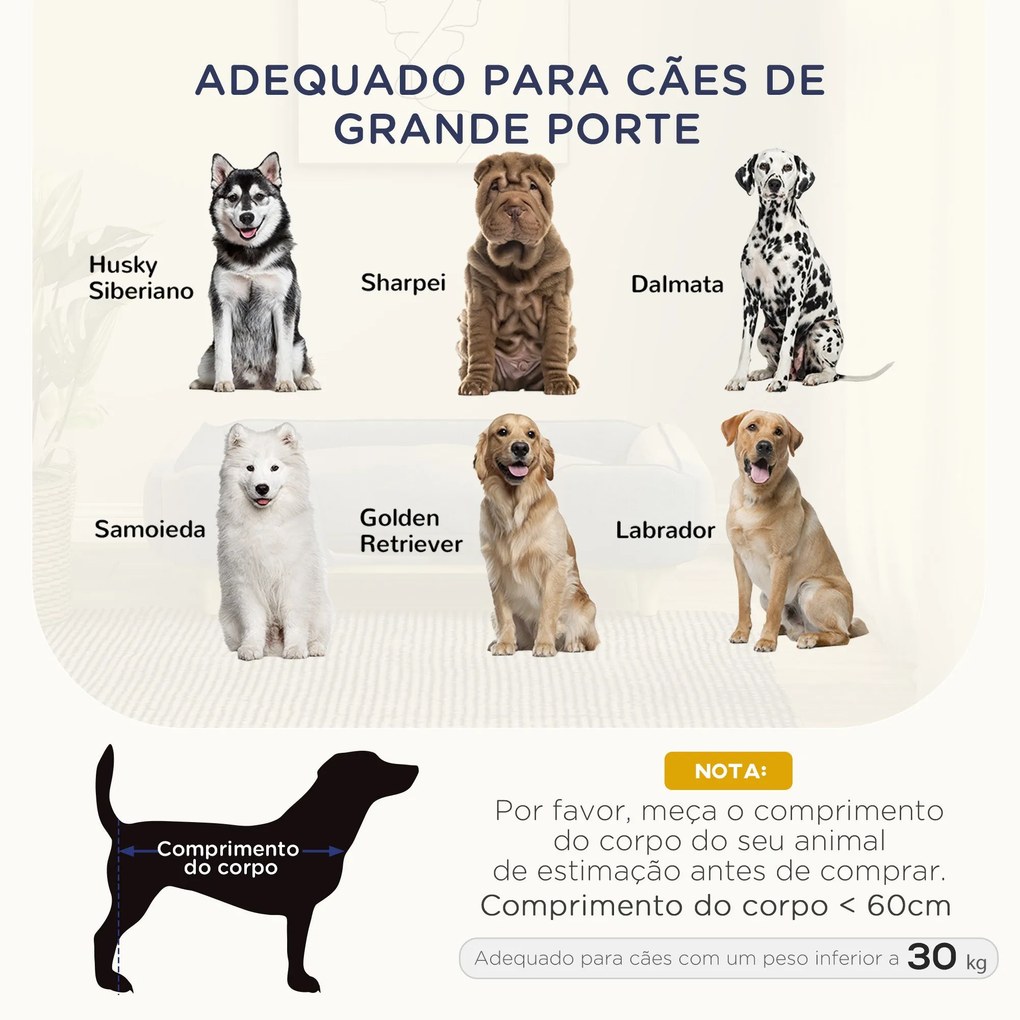 PawHut Sofá para Cães Grandes Cama Elevada para Cães com Pés de Madeir