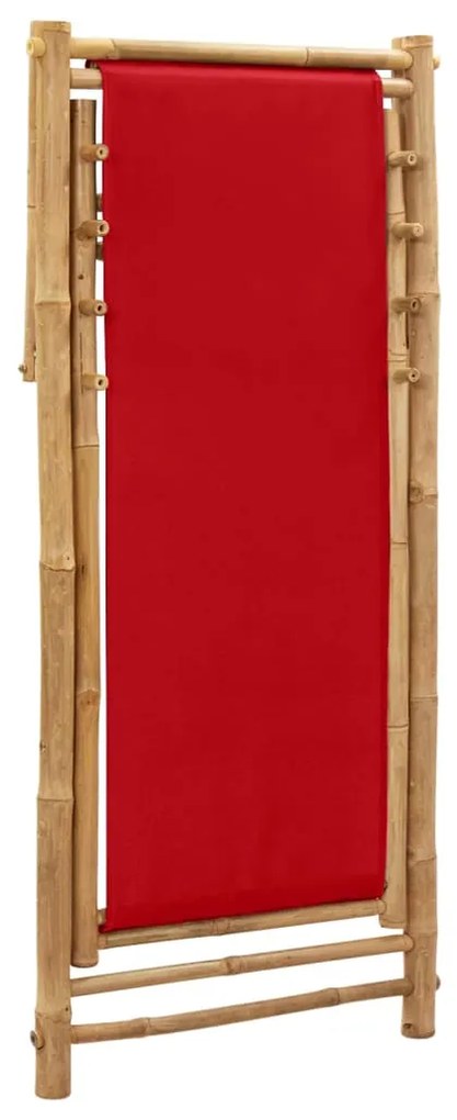 Espreguiçadeira de bambu e lona vermelho