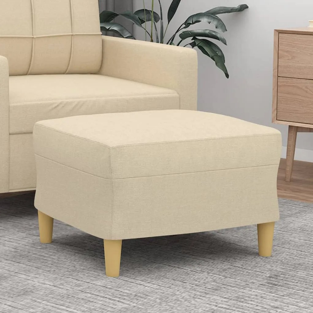 vidaXL Apoio de pés 60x50x41 cm tecido cor creme