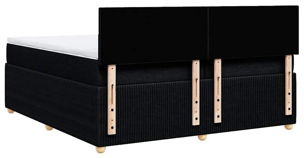 Cama com molas/colchão 200x200 cm tecido preto