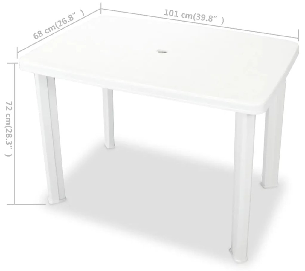 Mesa de jardim 101x68x72 cm plástico branco