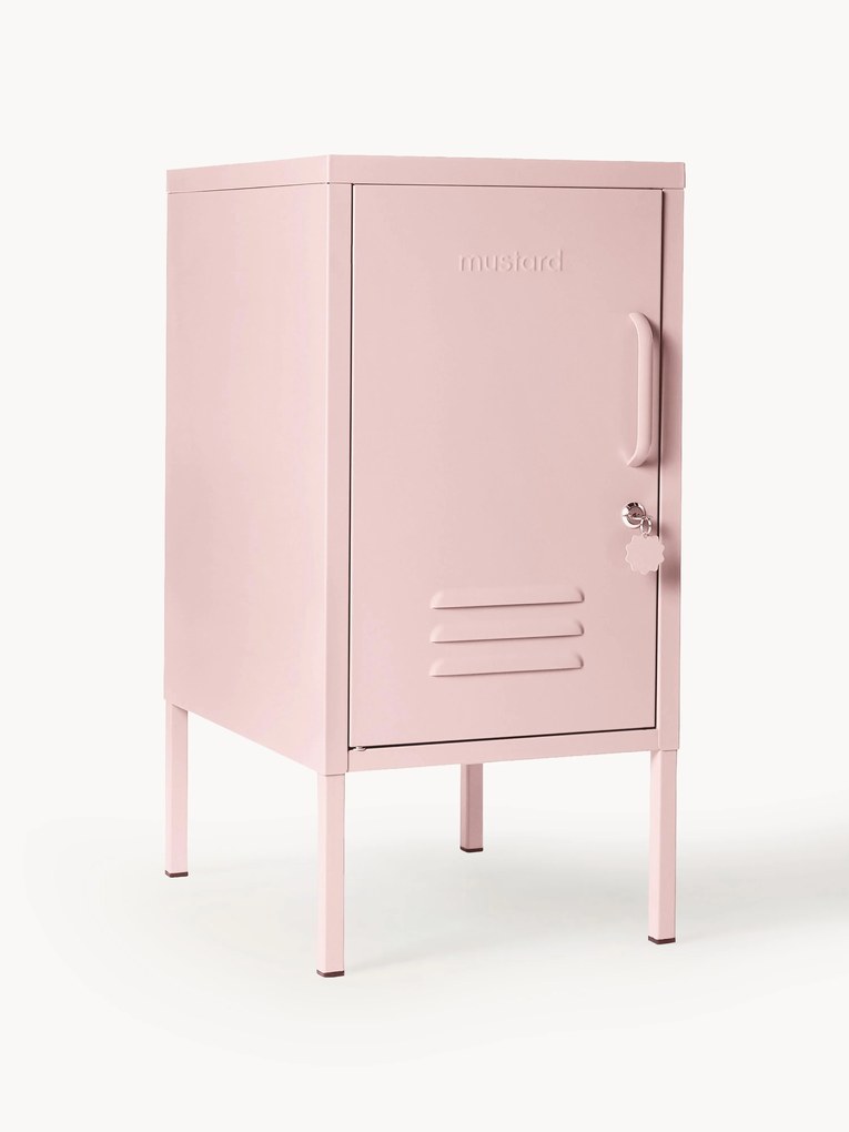 Mesa de cabeceira em metal Maven, com opção de abertura à esquerda ou à direita