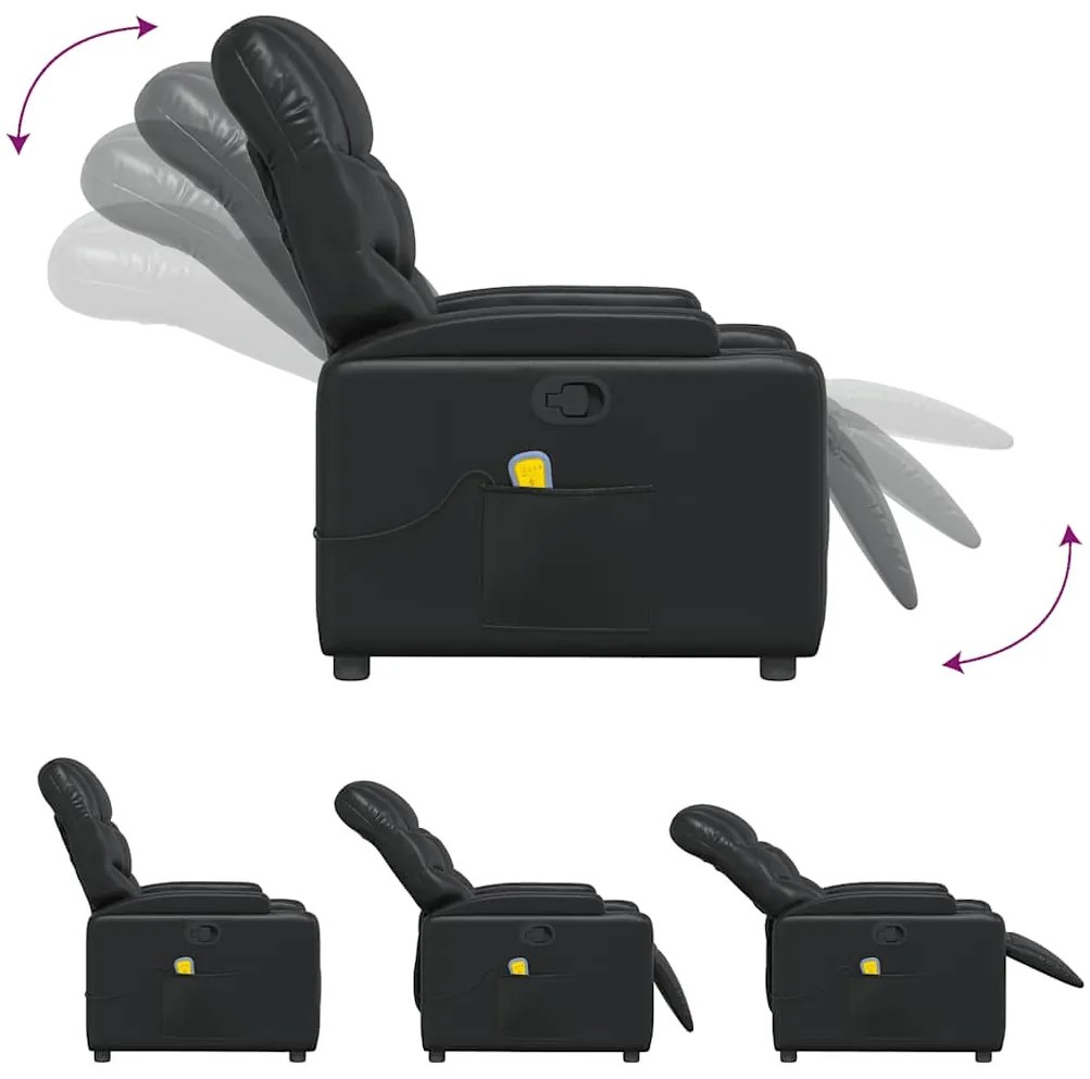 Poltrona de massagens reclinável couro artificial preto