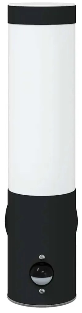 Luminária de parede externa vidaXL com sensor Aço inoxidável Preto IP4
