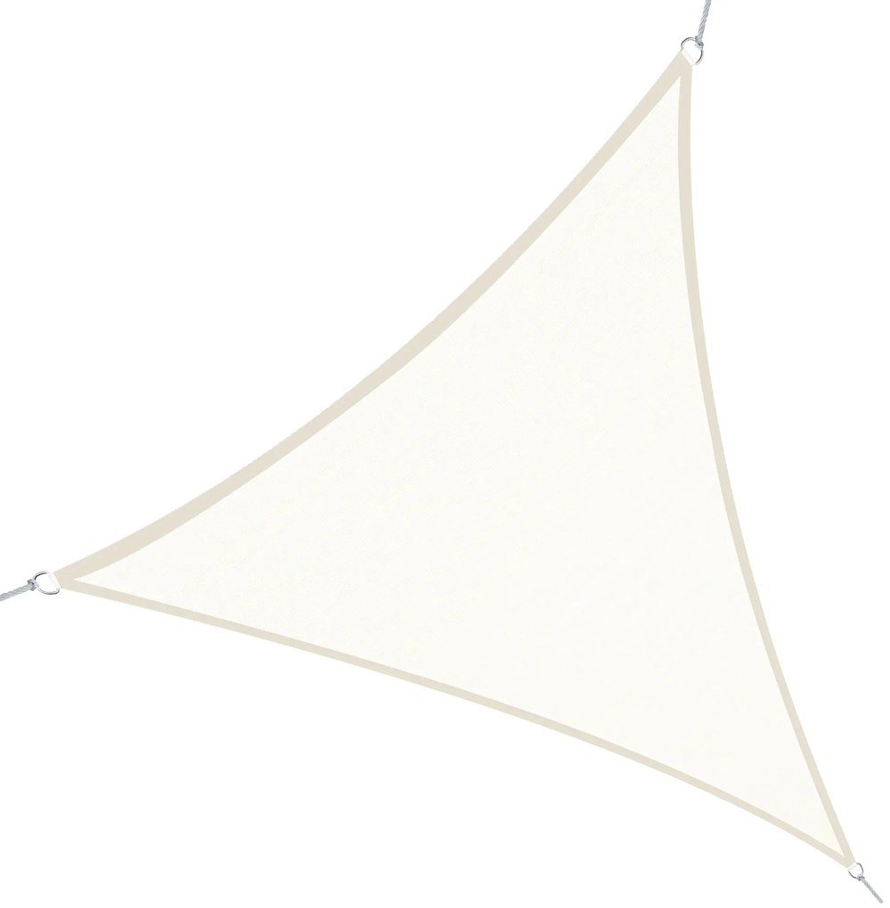 Outsunny Vela de Sombra Triangular 6x6x6 m Toldo Vela de Poliéster com Proteção UV Aneis em Forma de D e Cordas para Jardim Pátio Piscina Creme