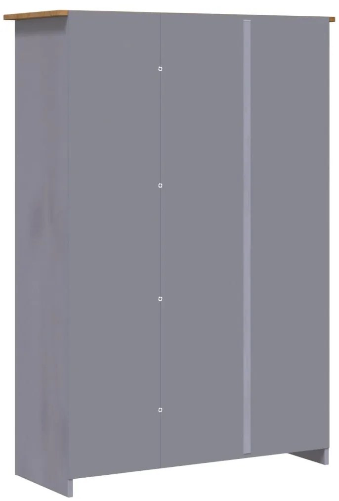 Roupeiro com 3 portas cinzento 118x50x171,5 cm pinho Panamá