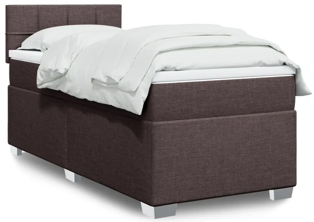 Cama com molas/colchão 90x200 cm tecido castanho-escuro
