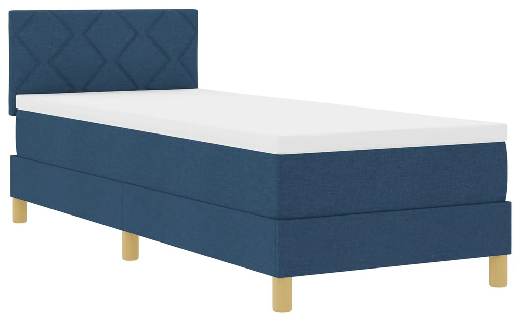 Cama Box Spring com Colchão Azul 80x200 cm Tecido