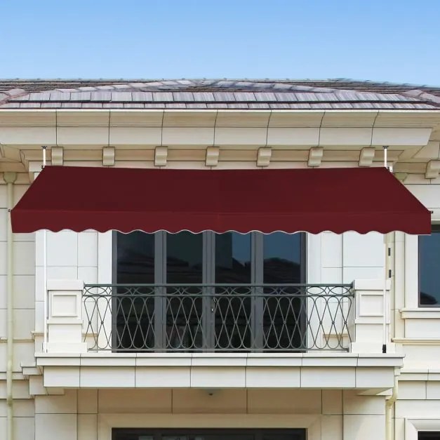 Toldo 400 cm telescópico e retrátil resistente aos raios UV impermeável com manivela altura regulável para janela varanda jardim Vermelho