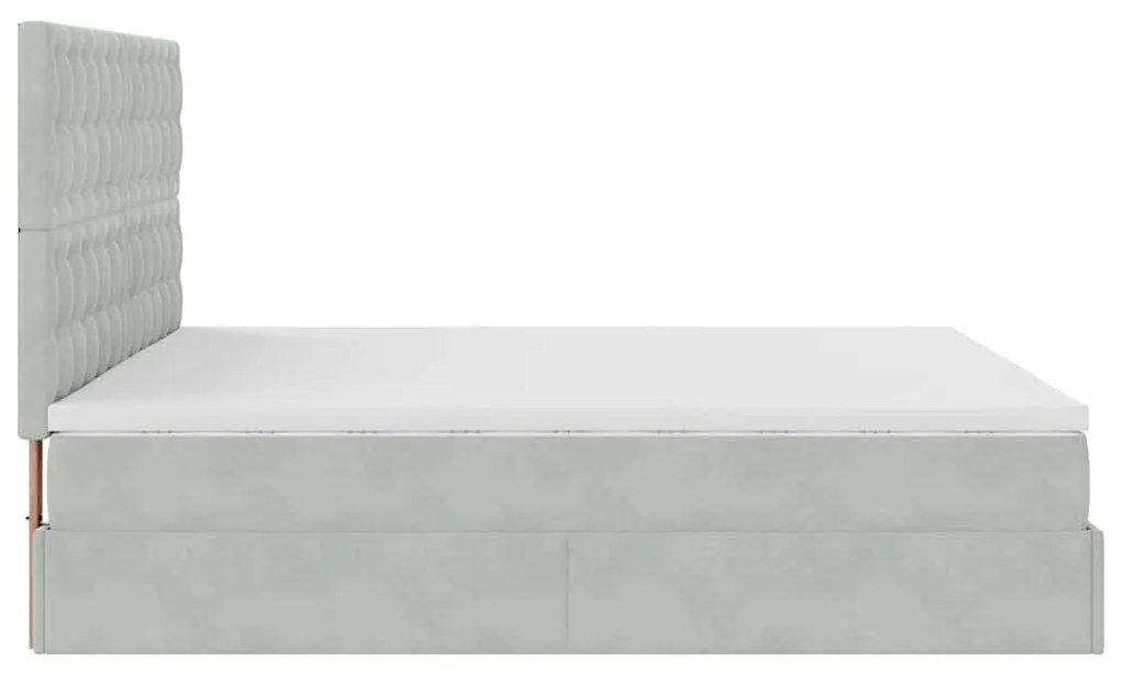 Estrutura cama otomana colchões 180x200cm veludo cinzento claro