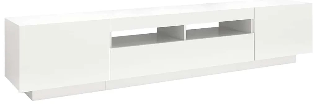 Móvel de TV com luzes LED 200x35x40 cm branco