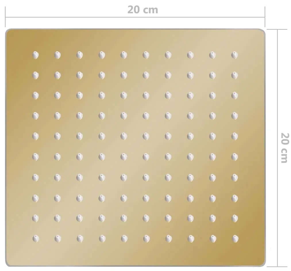 Cabeça de chuveiro quadrada 20x20 cm aço inoxidável dourado