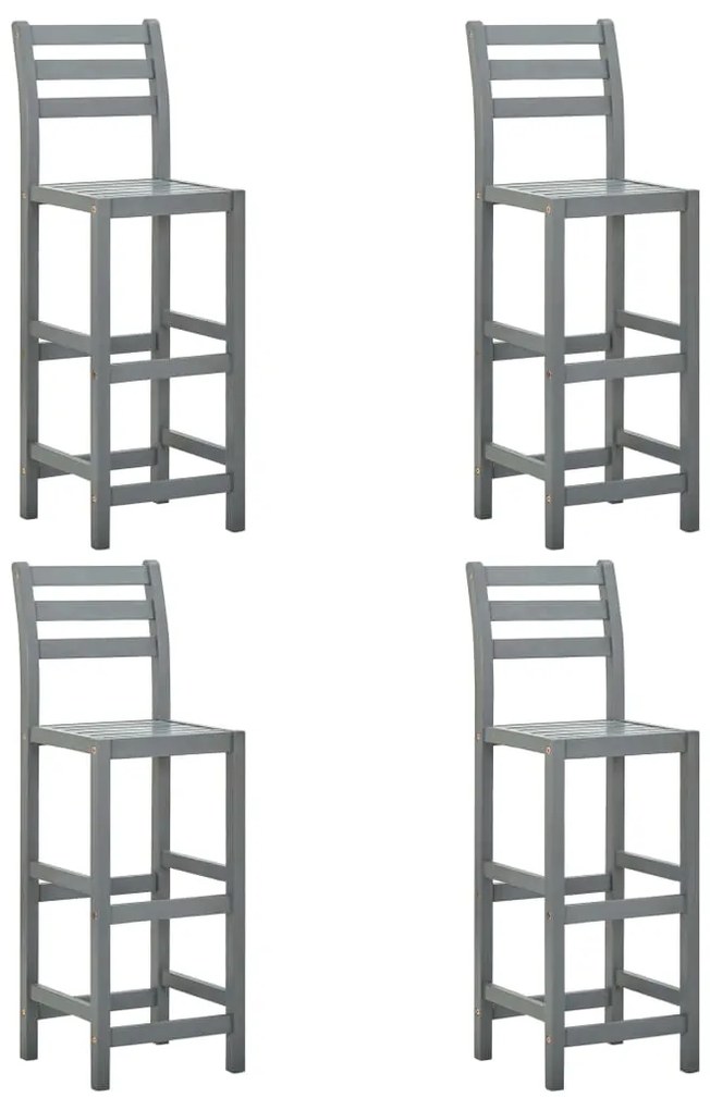 vidaXL Bancos de bar 4 pcs madeira de acácia maciça cinzento