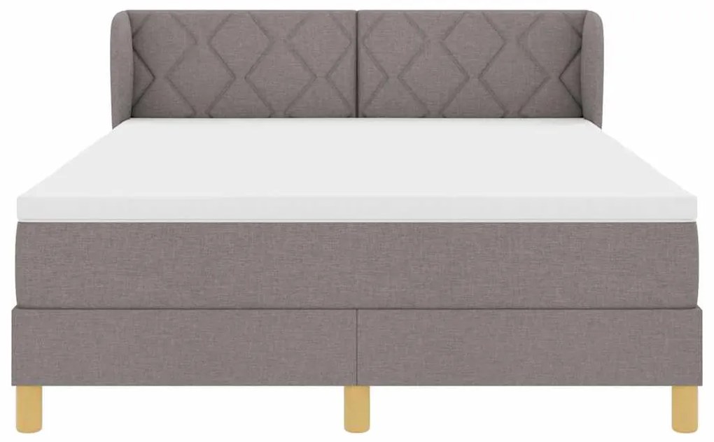 Cama Box Spring com Colchão em Taupe, 140x190 cm, Tecido