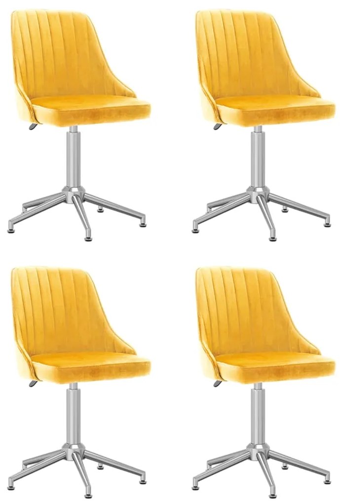 vidaXL Cadeiras de jantar giratórias 4 pcs veludo amarelo