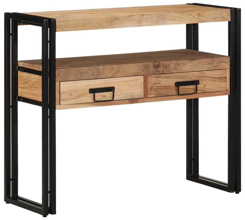 Mesa de Console vidaXL Preta 90x33x75 cm em Madeira de Acácia Sólida e