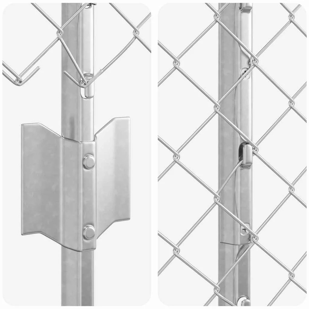 Cerca de Chain Link com 20 U Posts Prateado 1.4x10 m Aço