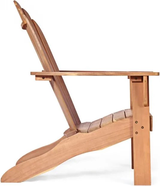 Cadeira de jardim de madeira de acácia Adirondack ergonómica para varanda e piscina 69 x 88 x 103 cm Natural