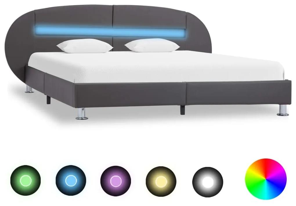 Estrutura de cama c/ LEDs 180x200 cm couro artificial cinzento