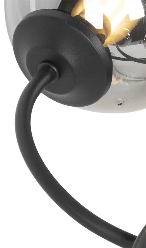 Candeeiro de teto moderno preto 6 luzes com vidro fumê - Athens