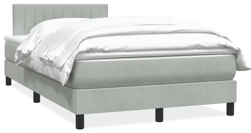 vidaXL Cama boxspring c/ colchão 120x210 cm veludo cinzento-claro