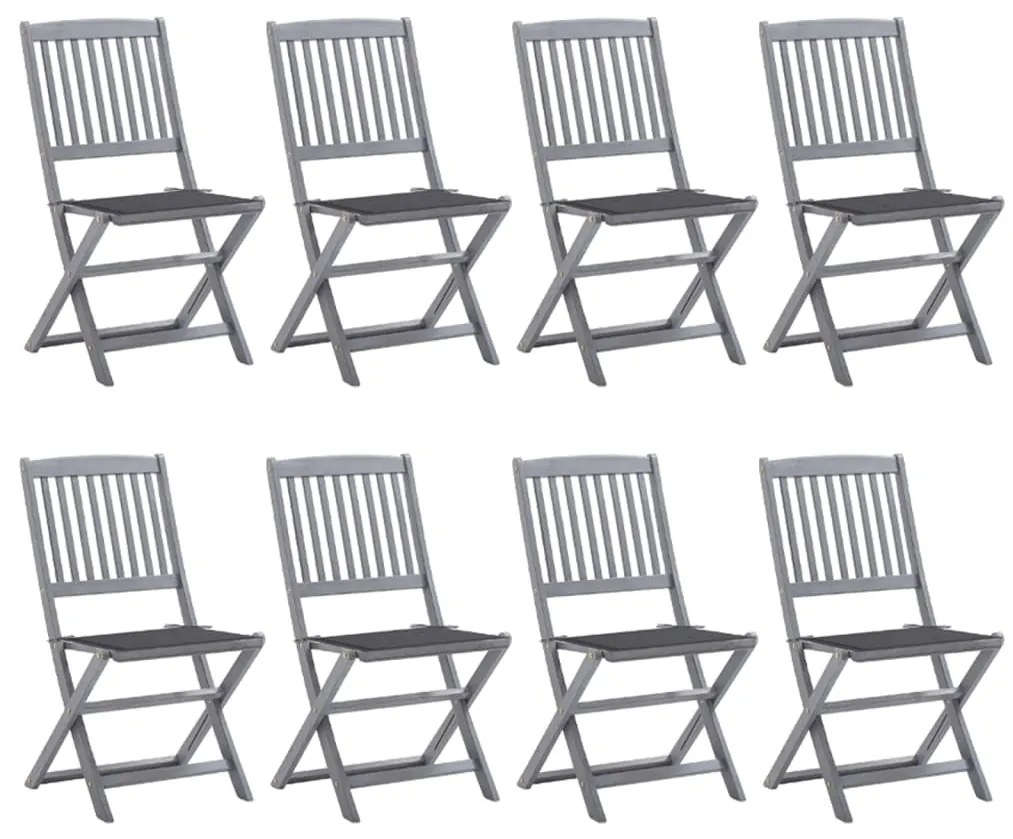 vidaXL Cadeiras de exterior dobráveis 8pcs c/ almofadões acácia maciça