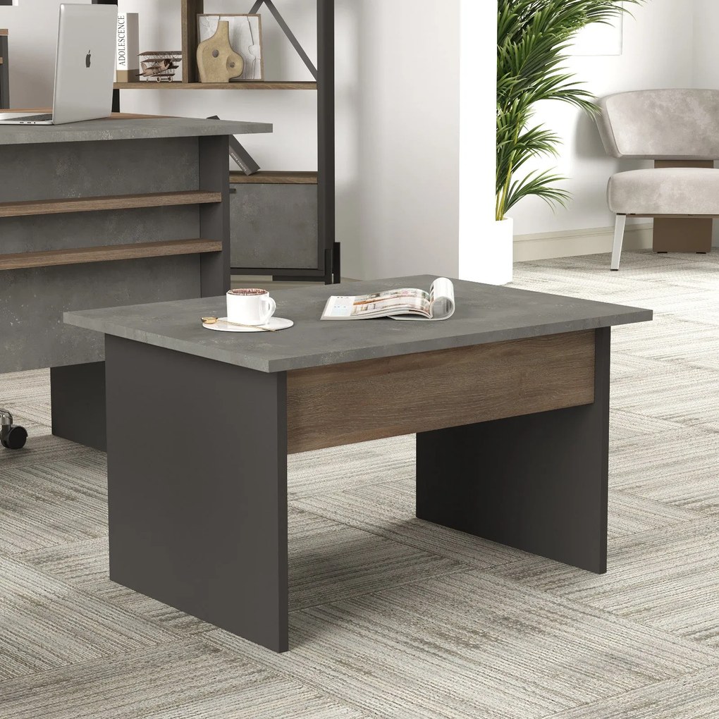 Mesa de Centro VS2 – Castanho, Cinzento, Antracite – 80x46,3x60 cm
