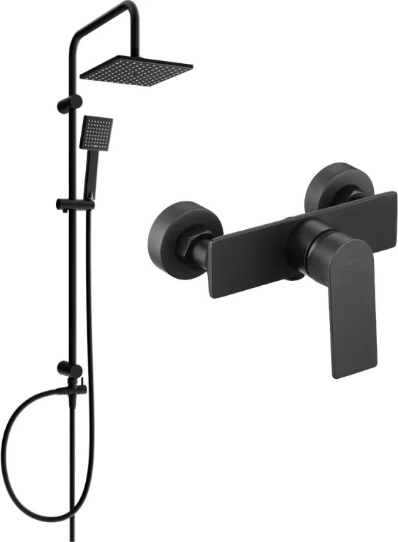 Mexen Alexa Conjunto de duche exterior Tord com chuveiro de teto e torneira de duche, preto - 71240200-70