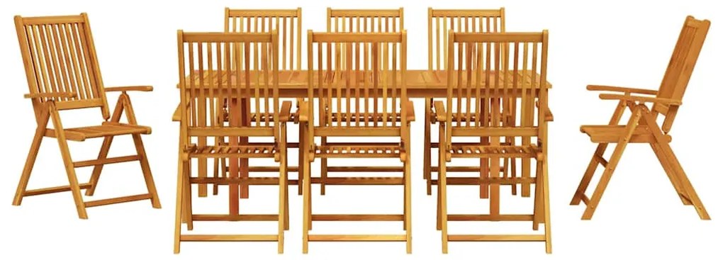 Conjunto de Jantar para Jardim de 9 Peças em Madeira de Acácia Sólida