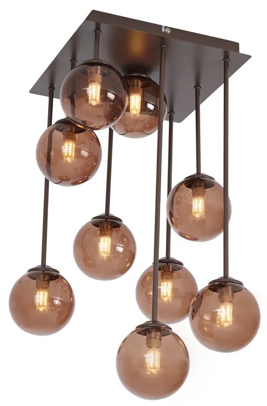 Plafond de design bronze com vidro bronze 9 luzes - Athens Design