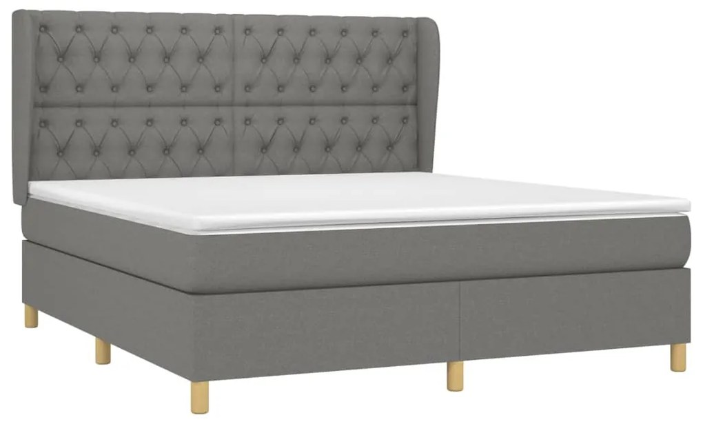Cama com molas/colchão 160x200 cm tecido cinzento-escuro
