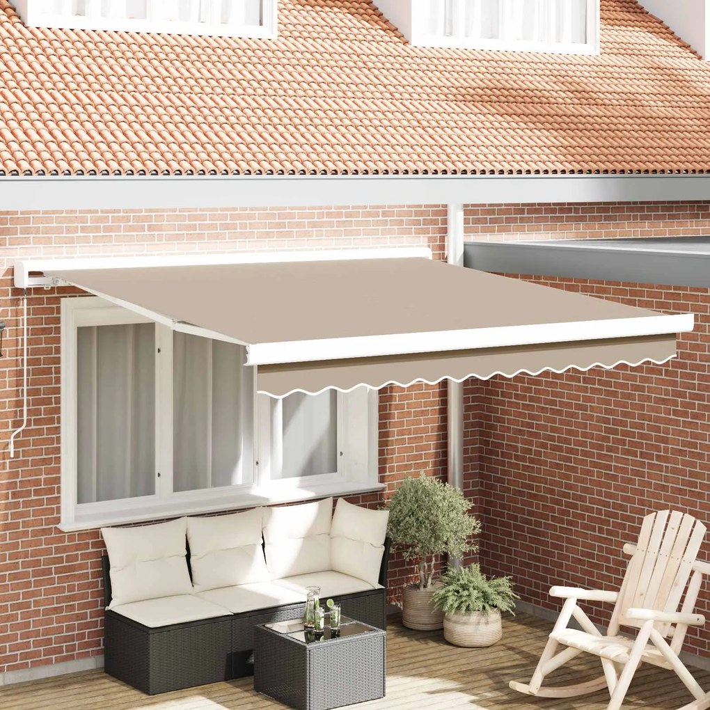 vidaXL Toldo Retrátil Bege 350 x 250 cm Tecido e Metal