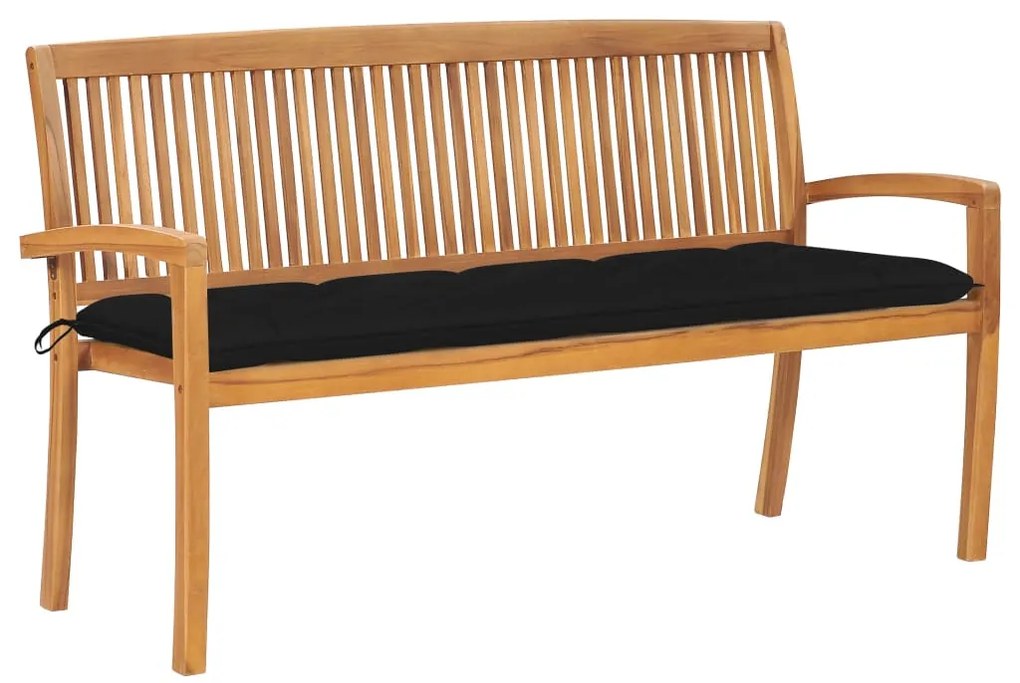 Banco de jardim empilhável c/ almofadão 159 cm teca maciça