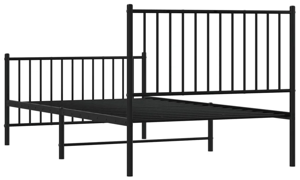 Estrutura de cama com cabeceira e pés 100x190 cm metal preto