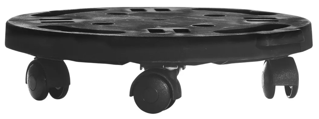 Plataforma redonda móvel 30 x 28 x 7 cm Suporte para plantas com 4 rodas universais Plataforma rolante móvel para móveis, vasos e floreiras Preta