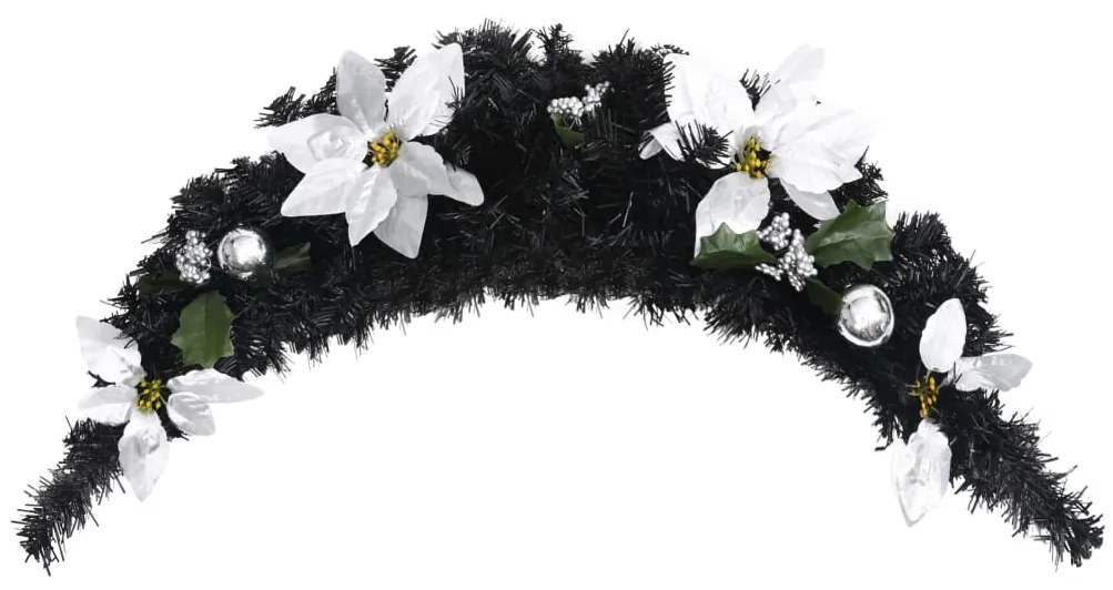 Grinalda de Natal com luzes LED 90 cm PVC preto