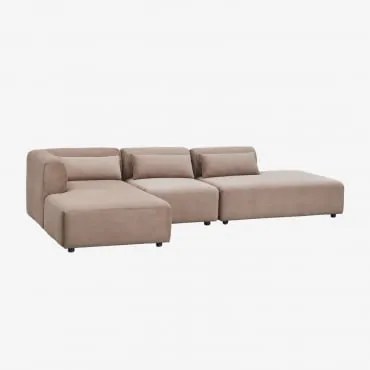 Sofá Modular Chaise Longue Esquerdo De 3 Peças Com Divã Fogler Bombazina Castanho Camel - Sklum