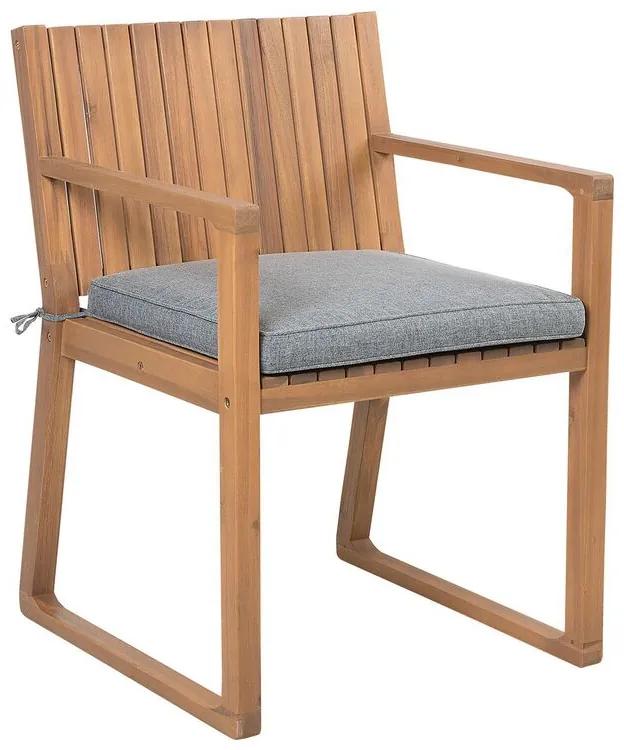 Cadeira de jardim em madeira de acácia e almofada cinzenta SASSARI Beliani