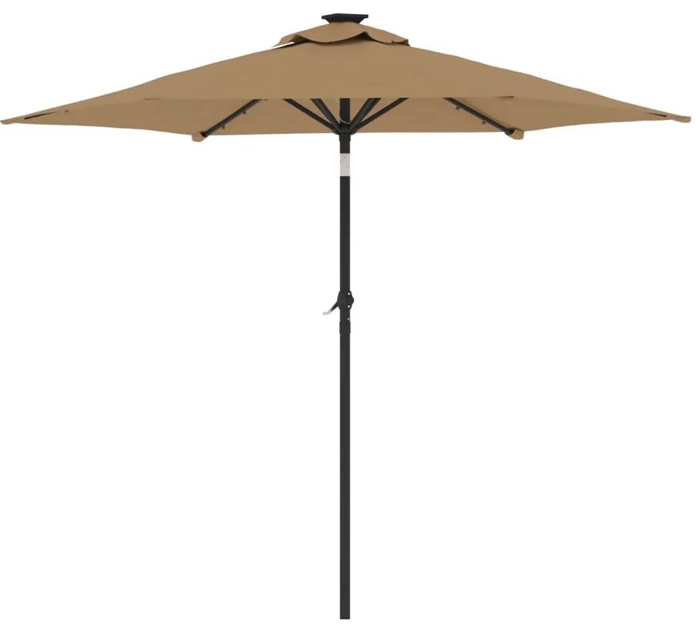 Guarda-sol jardim c/ LEDs e poste de aço 225x225x212 cm