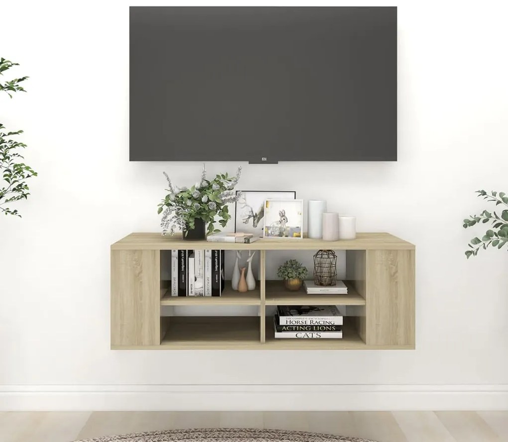 vidaXL Armário de parede para TV derivados de madeira carvalho sonoma