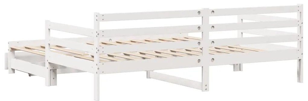 Sofá-cama com gavetão e gavetas sem colchão 90x190 cm branco