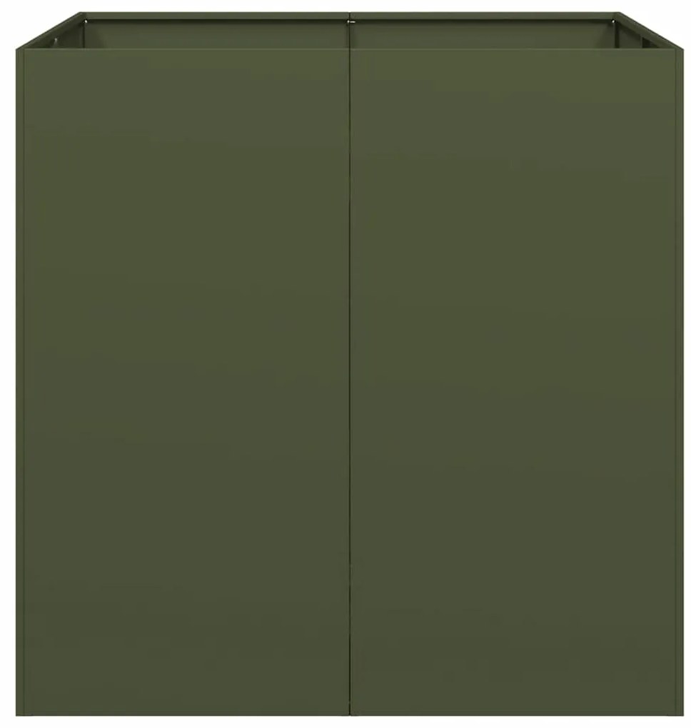 Vaso floreira 80x80x80 cm aço verde azeitona