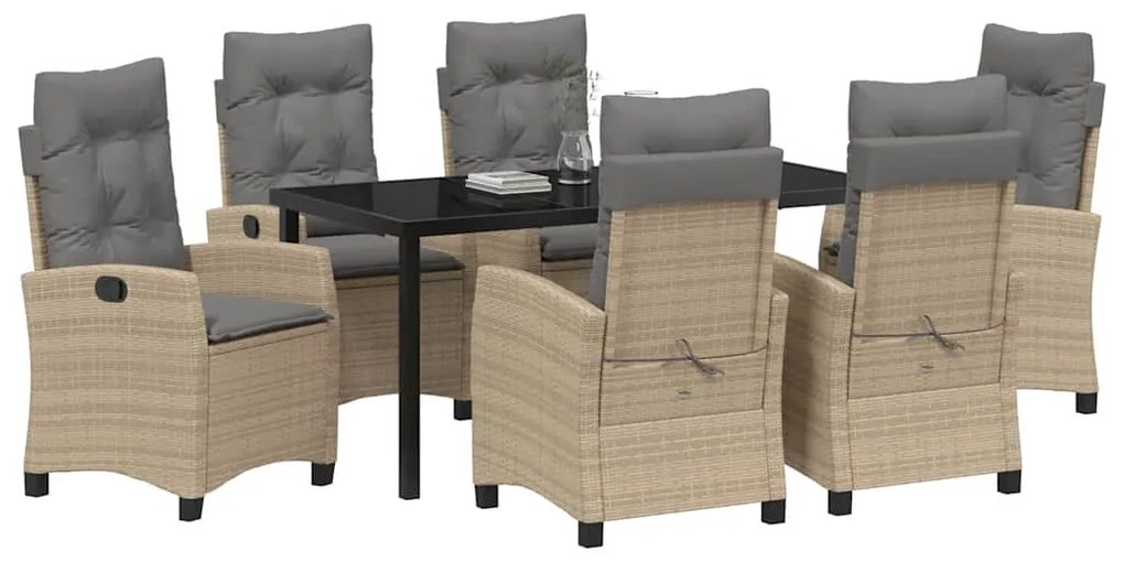 Conjunto de Jantar de Jardim da com 7 Peças e Almofadas em Rattan Sint