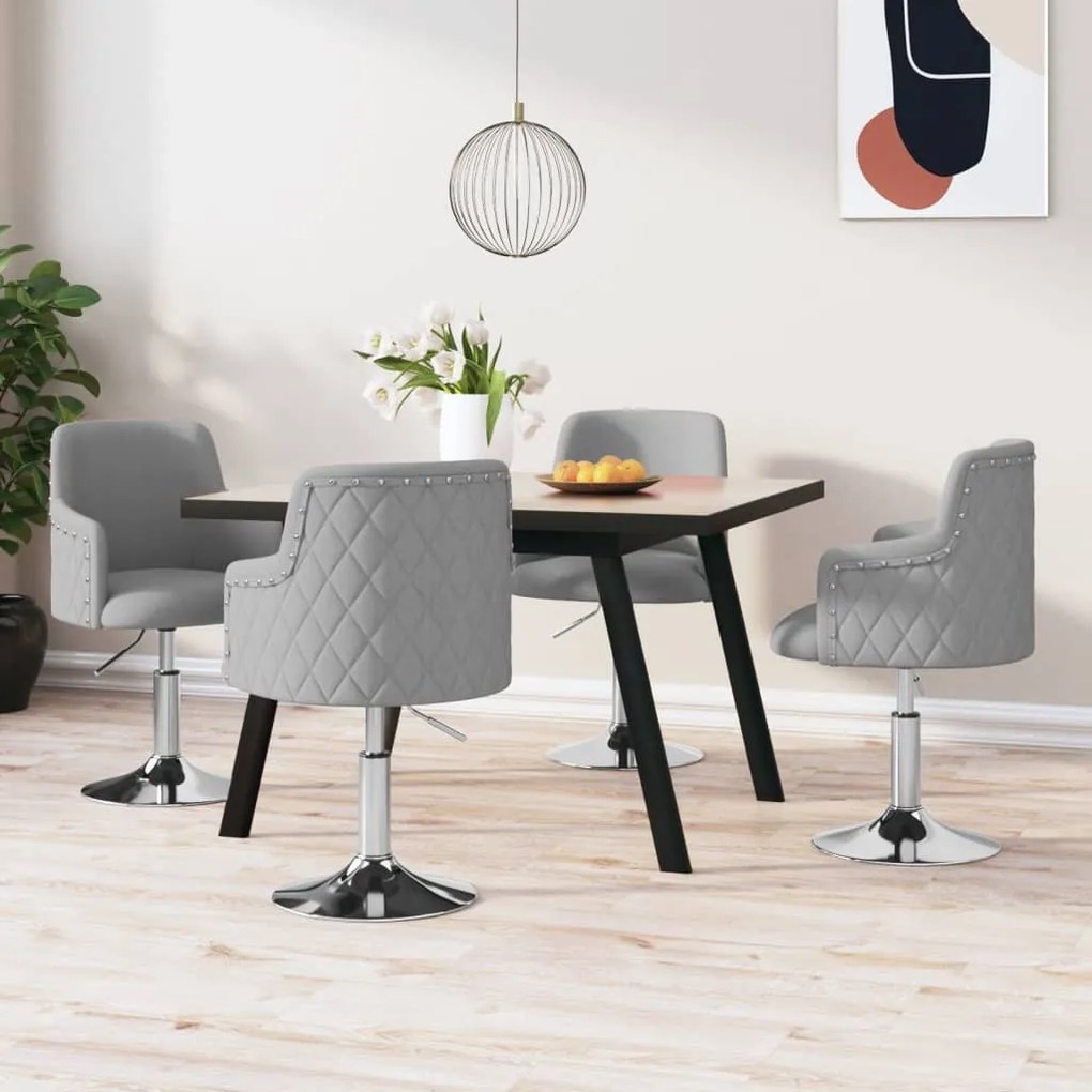 vidaXL Cadeiras de jantar 4 pcs tecido cinzento-claro