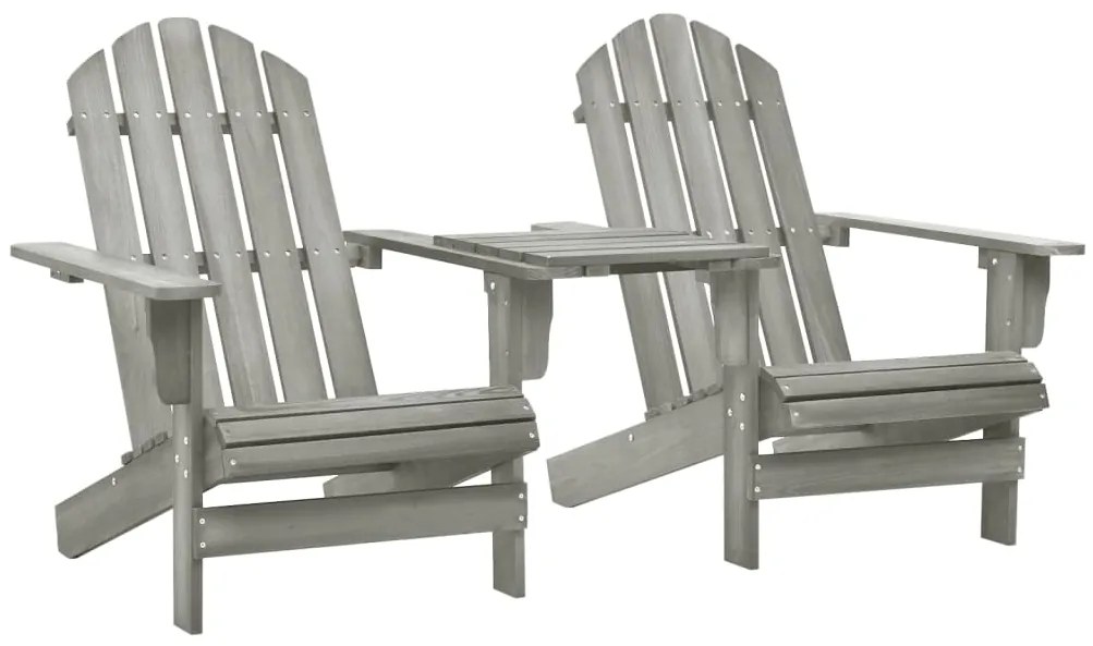vidaXL Cadeiras jardim Adirondack + mesa centro madeira abeto cinza