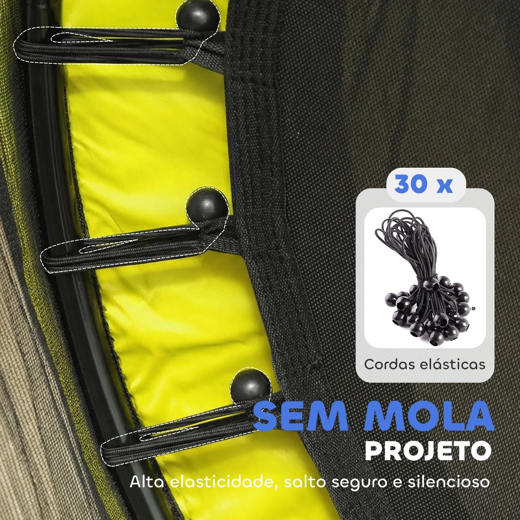 Cama Elástica Infantil Ø140 cm para Crianças dos 3-10 Anos com Rede de Segurança Suporta até 50 kg para Interior e Exterior Amarelo